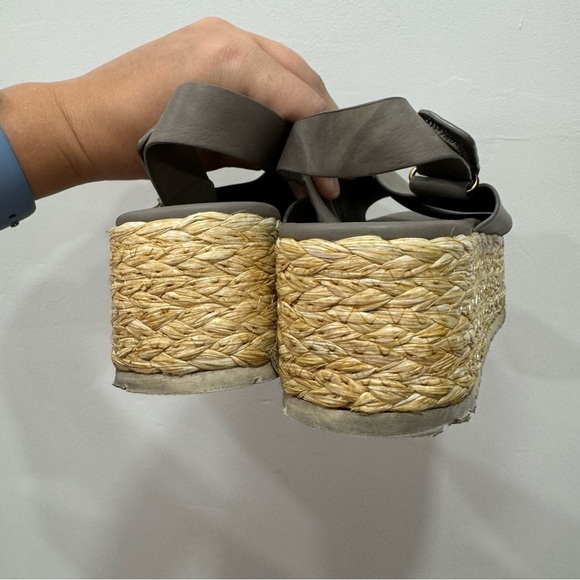 Vince Jesson Platform Espadrille Sandal Grey Leather Size 6 - Picture 6 of 9